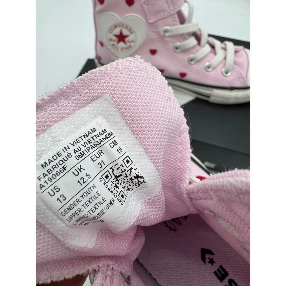 Converse Kids Chuck Taylor All Star Hearts & Roses Pink High Top Shoes 13 NIB